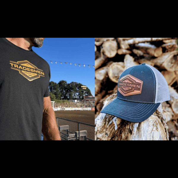 Man wearing shirt and a hat on logs